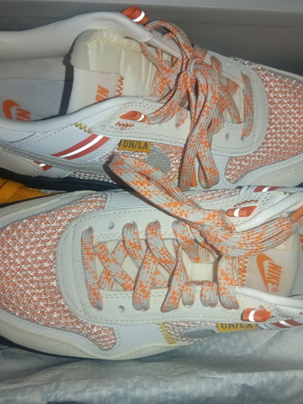 Nike Kids Orange and White Patterned Sneakers